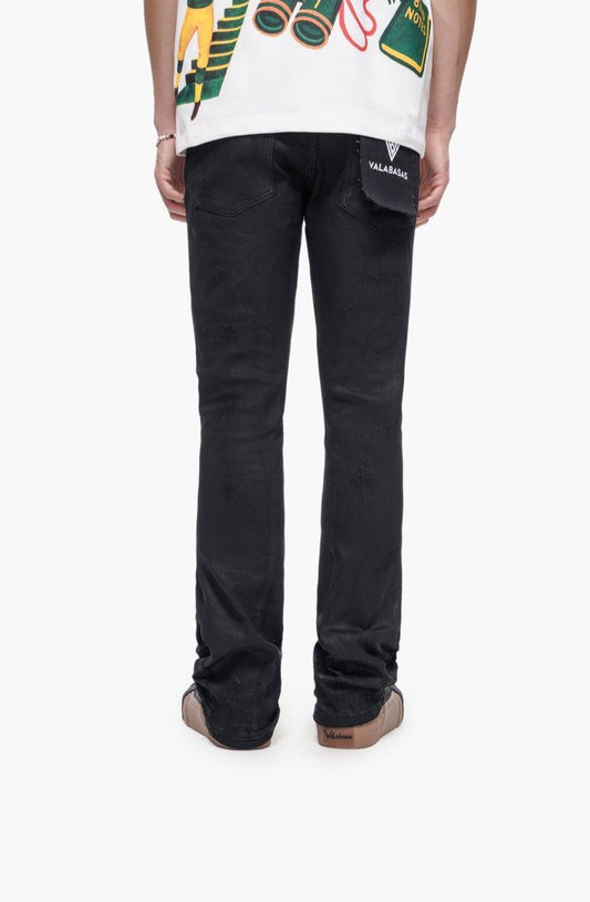 Valabasas Wired Black Waxed Stacked Jeans (Wired-Black-Waxed-Stacked-Jeans)