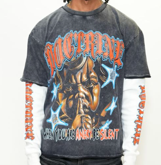 Doctrine Be Silent LS Tee Charcoal Wash