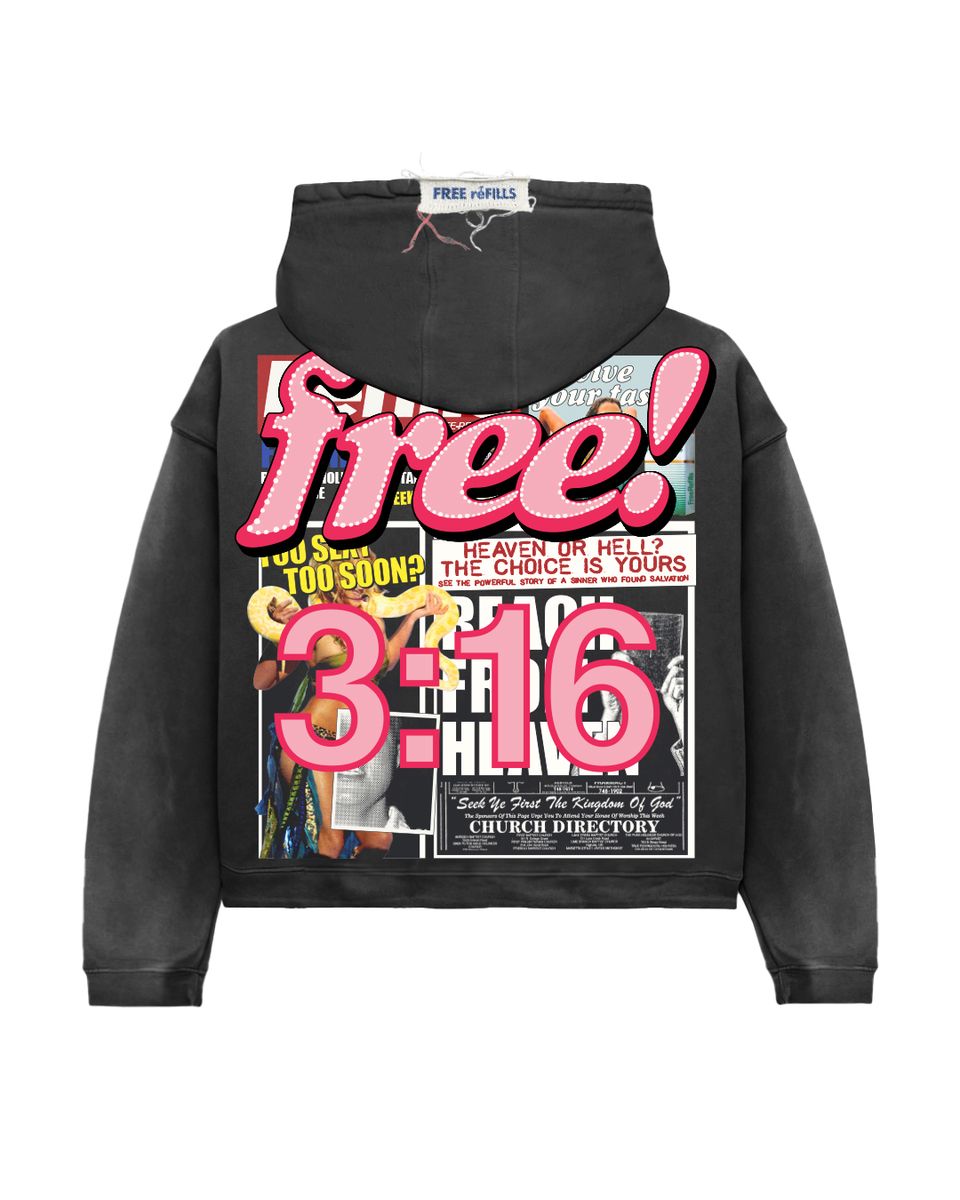 Free Refills Tabloid Hoodie Black