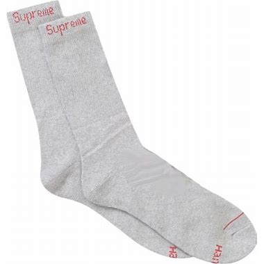 Supreme X Hanes Crew Heather Grey Socks (1)