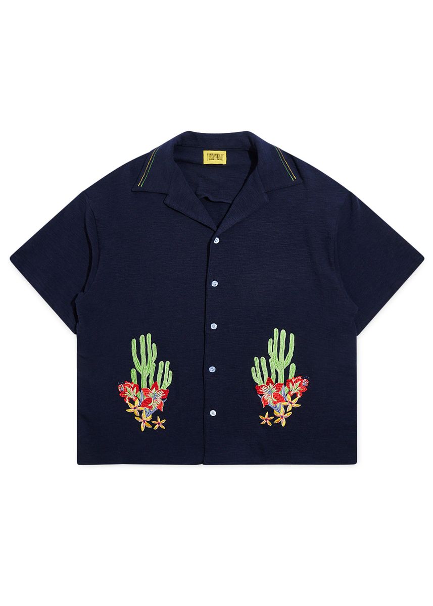 Diet Starts Monday Cactus Floral Bay Button Up