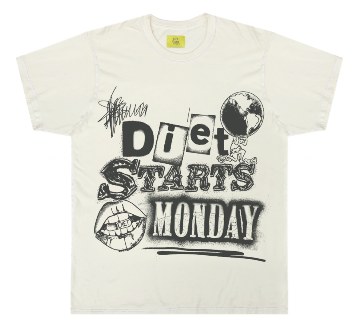 Diet Starts Monday Spray Paint Tee White/Black