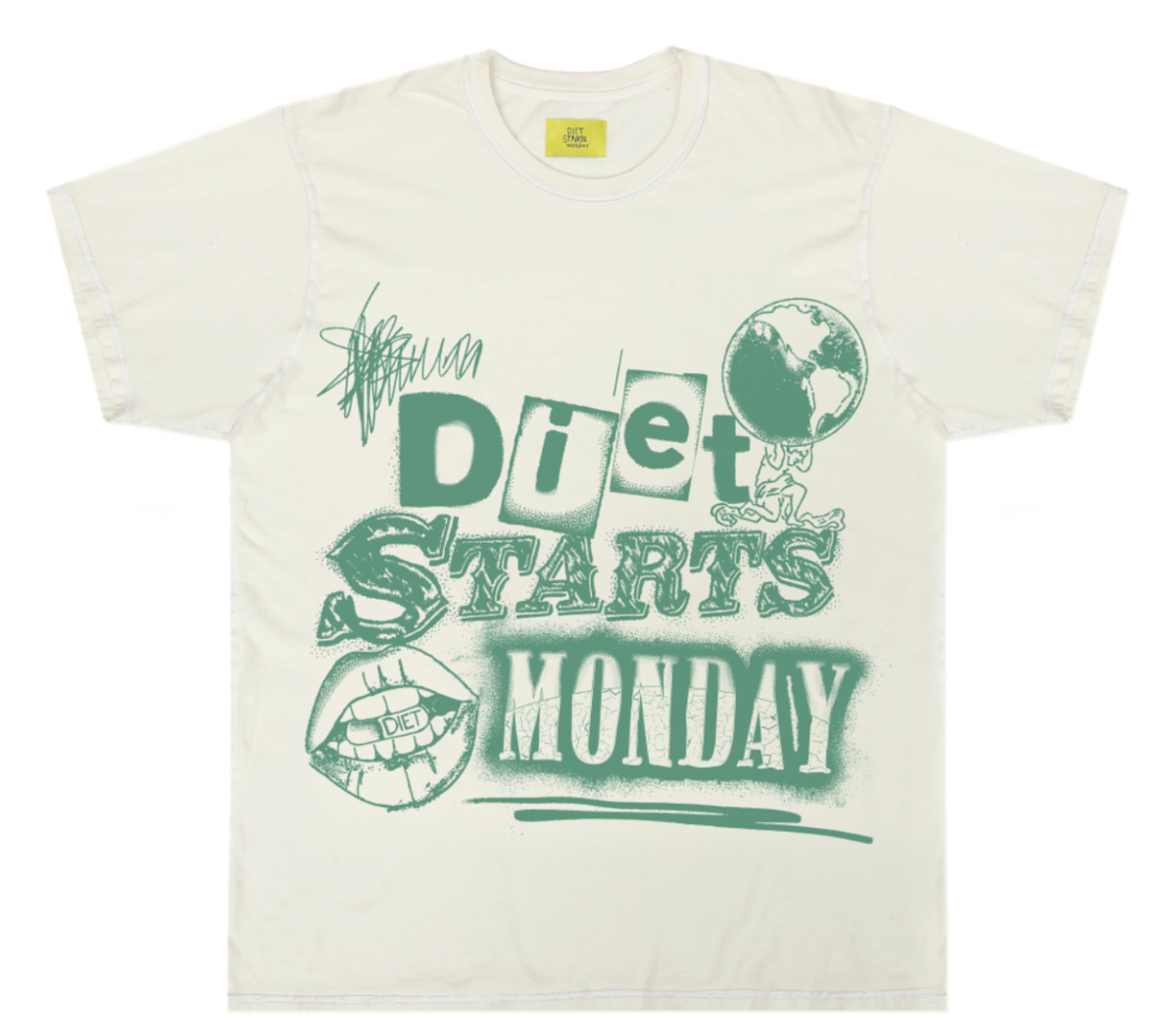 Diet Starts Monday Spray Paint Tee White/Sage