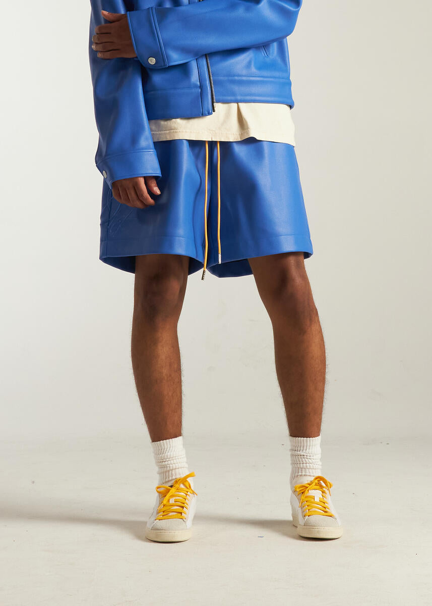 Diet Starts Monday Leather Script Shorts Blue