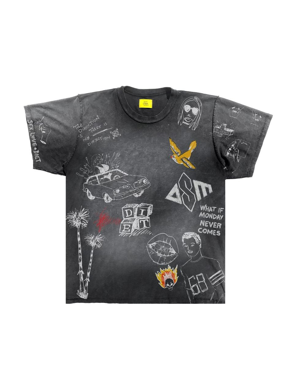 Diet Starts Monday Doodle Tee - Vintage Black