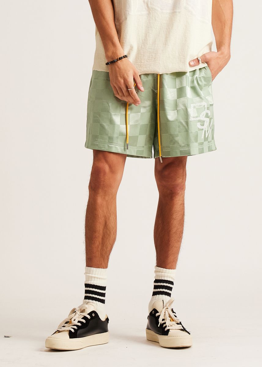 Diet Starts Monday Checkered Nylon Short-Sage