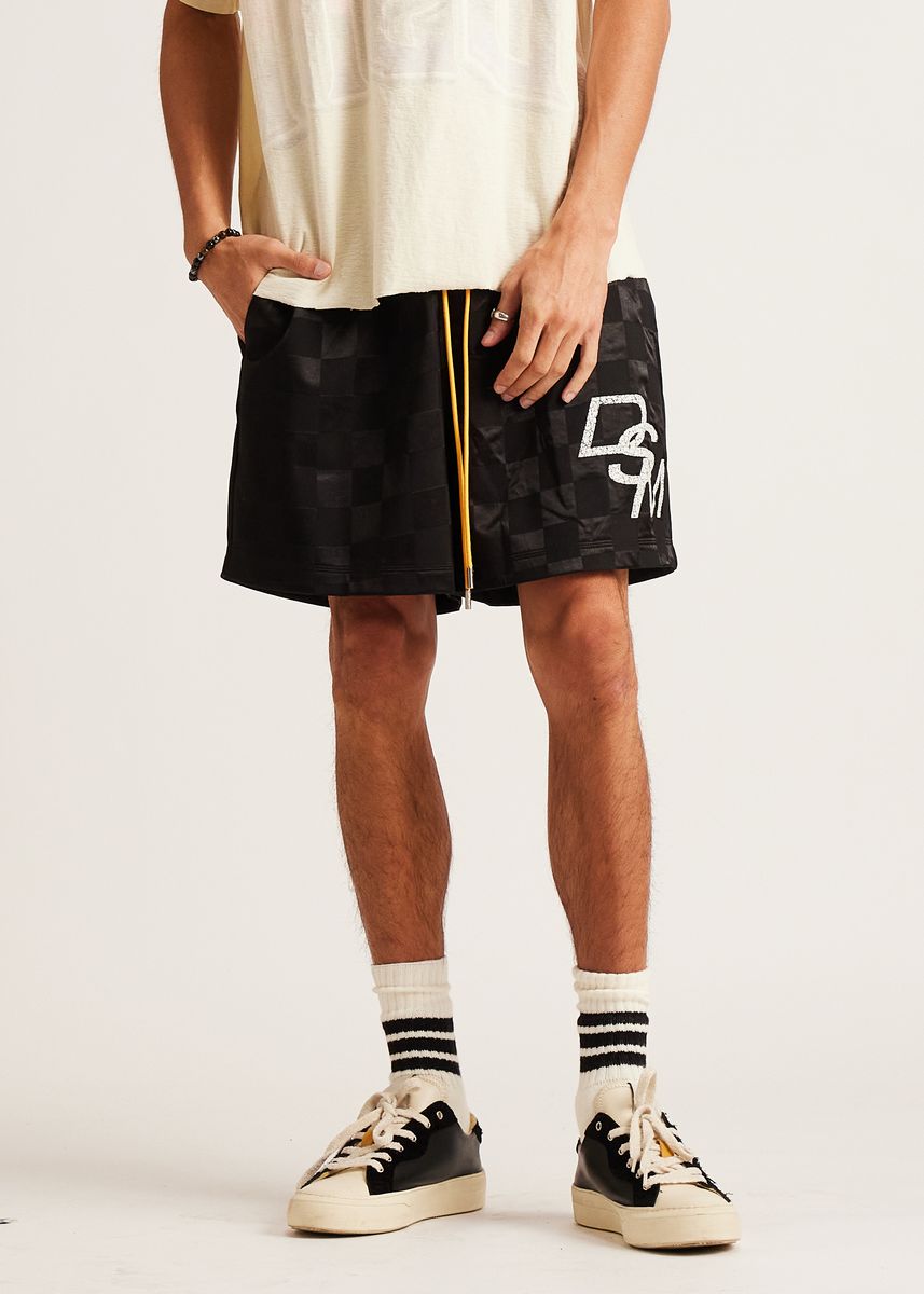 Diet Starts Monday Checkered Nylon Short-Black