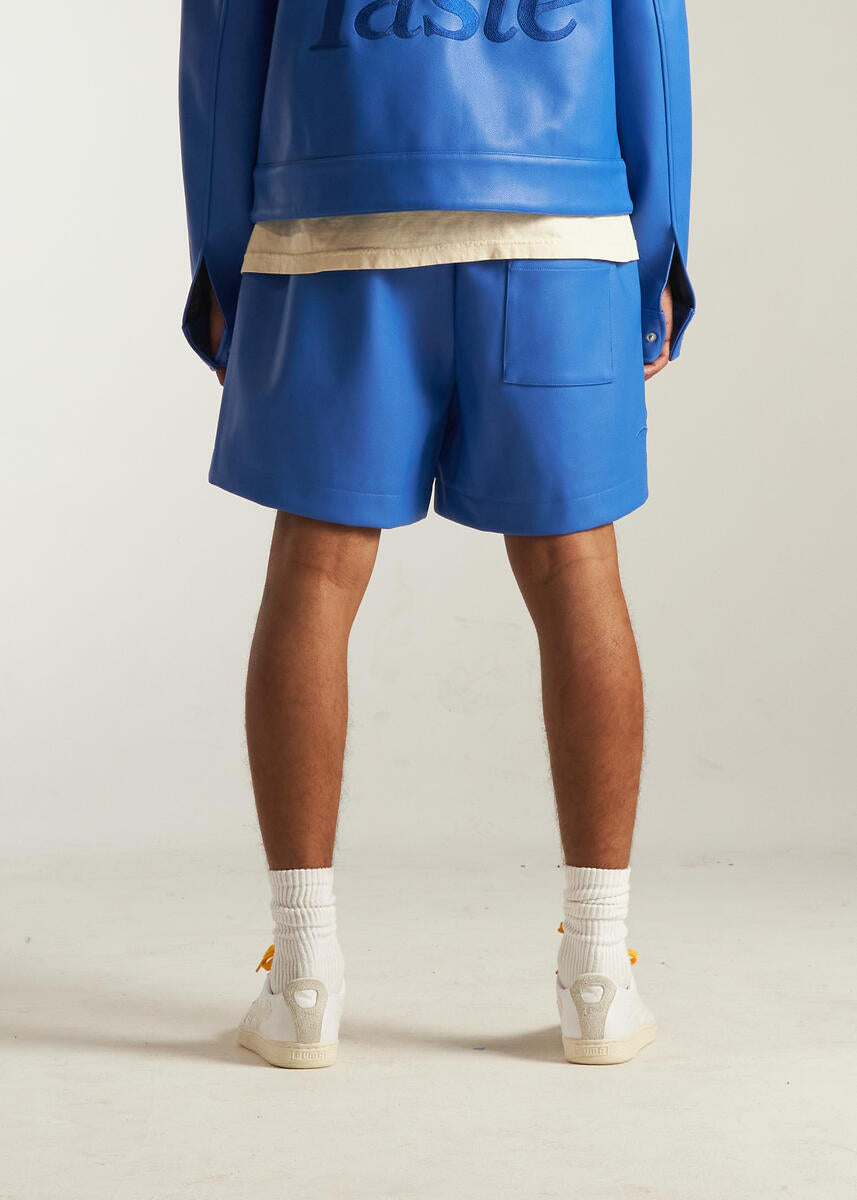 Diet Starts Monday Leather Script Shorts Blue