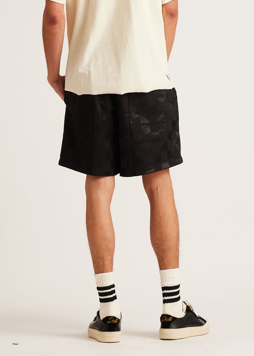 Diet Starts Monday Checkered Nylon Short-Black