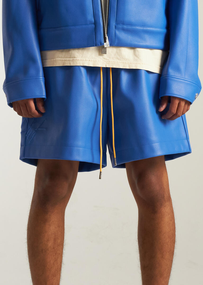 Diet Starts Monday Leather Script Shorts Blue
