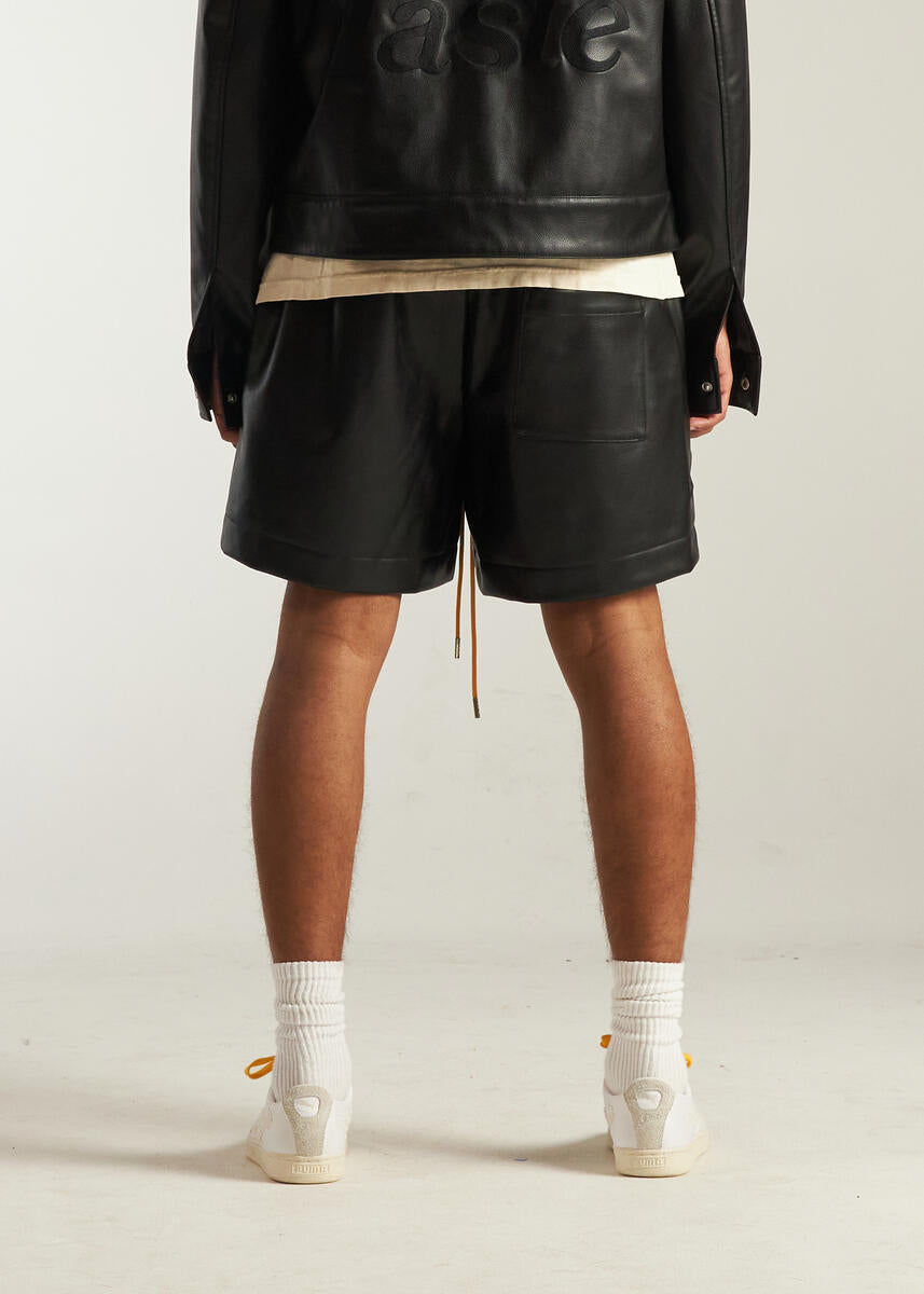 Diet Starts Monday Leather Script Shorts Black