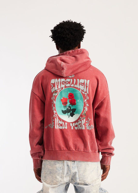 Embellish Rose Hoodie Vintage Red (EMB-S26-43)