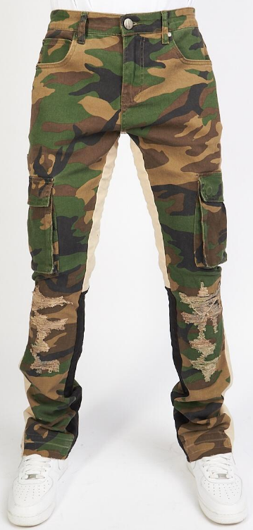 Politics Denim Cargo Stacked Flare Cream/Camo (Mott502)