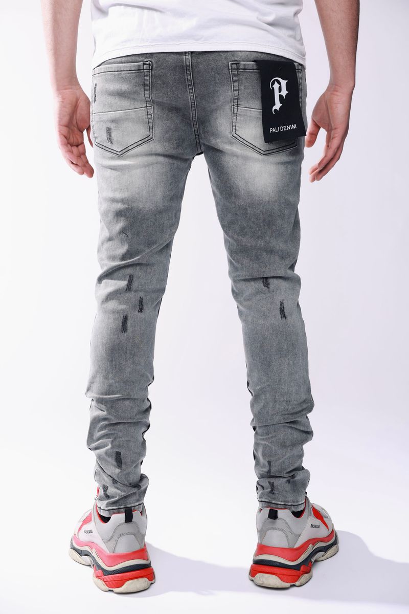 Pali Denim (PALI-PL002) Light Gray Black Rips