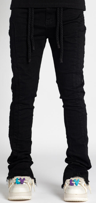 Guapi All Black Layer Stacked Denim