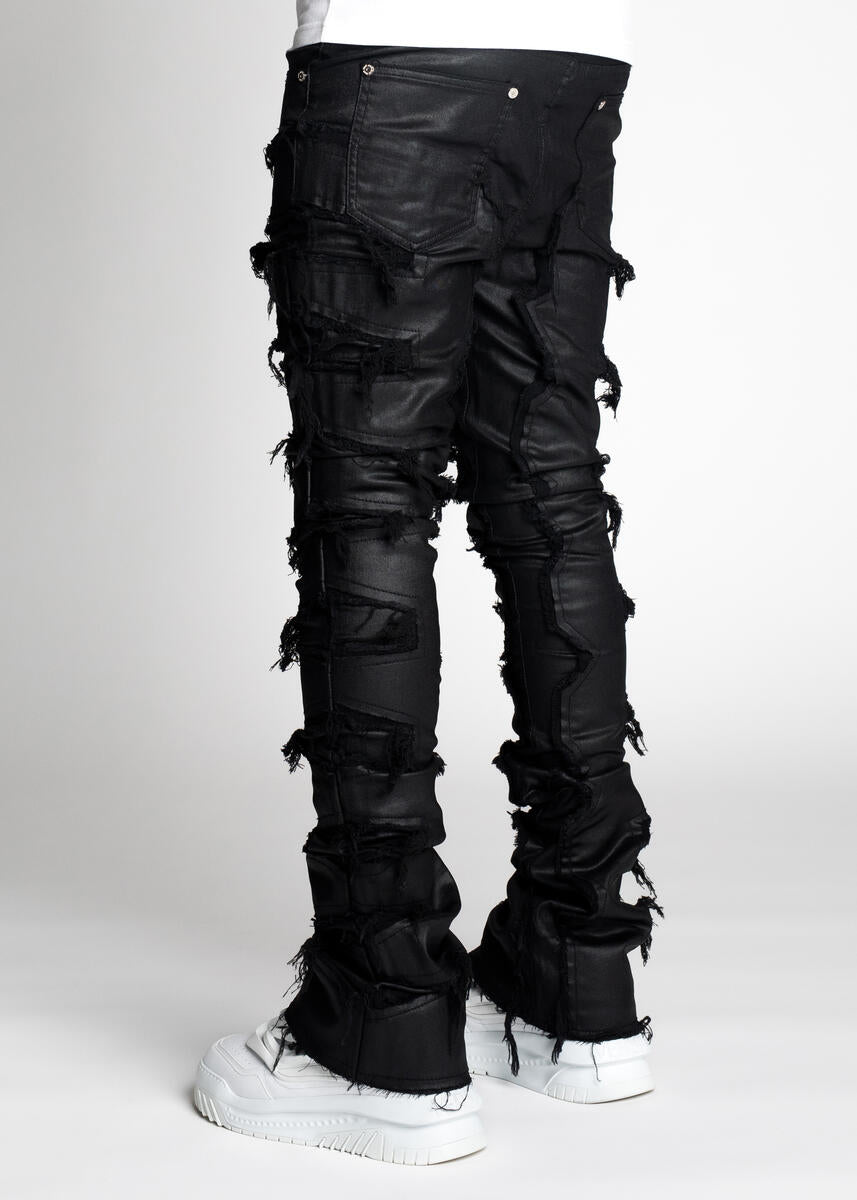 Guapi Obsidian Black Waxed Stacked Denim