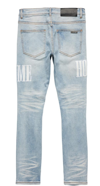 Homme Femme Letterman Denim Blue with White