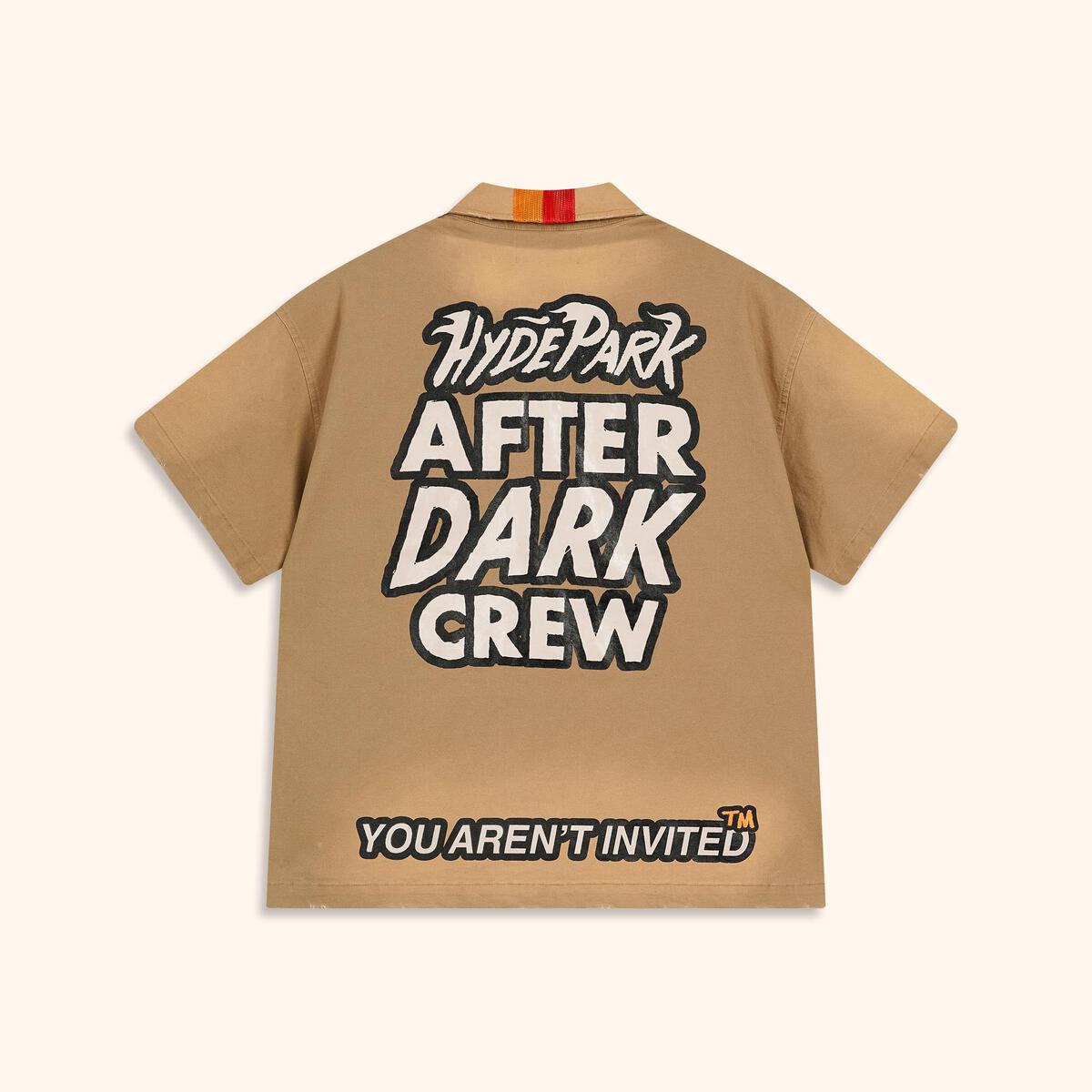 You Aren't Invited Mechanic Work Shirt - Khaki