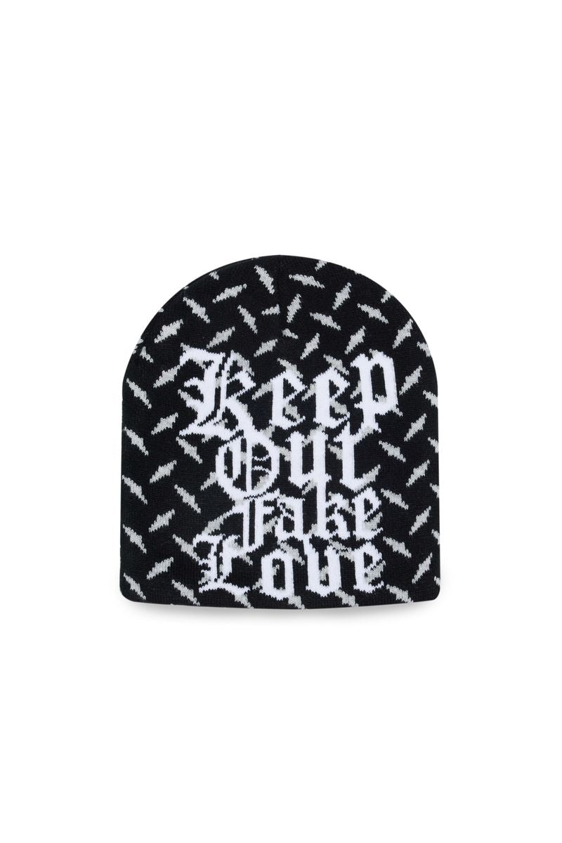 Keep Out Fake Love Diamond Cut Beanie