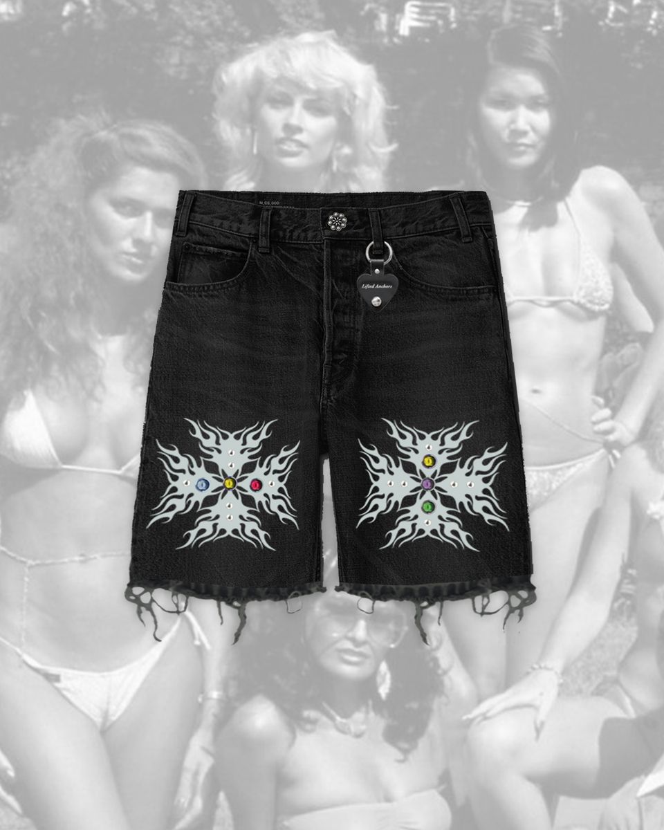 Lifted Anchors "Taboo" Jeweled Denim Jorts