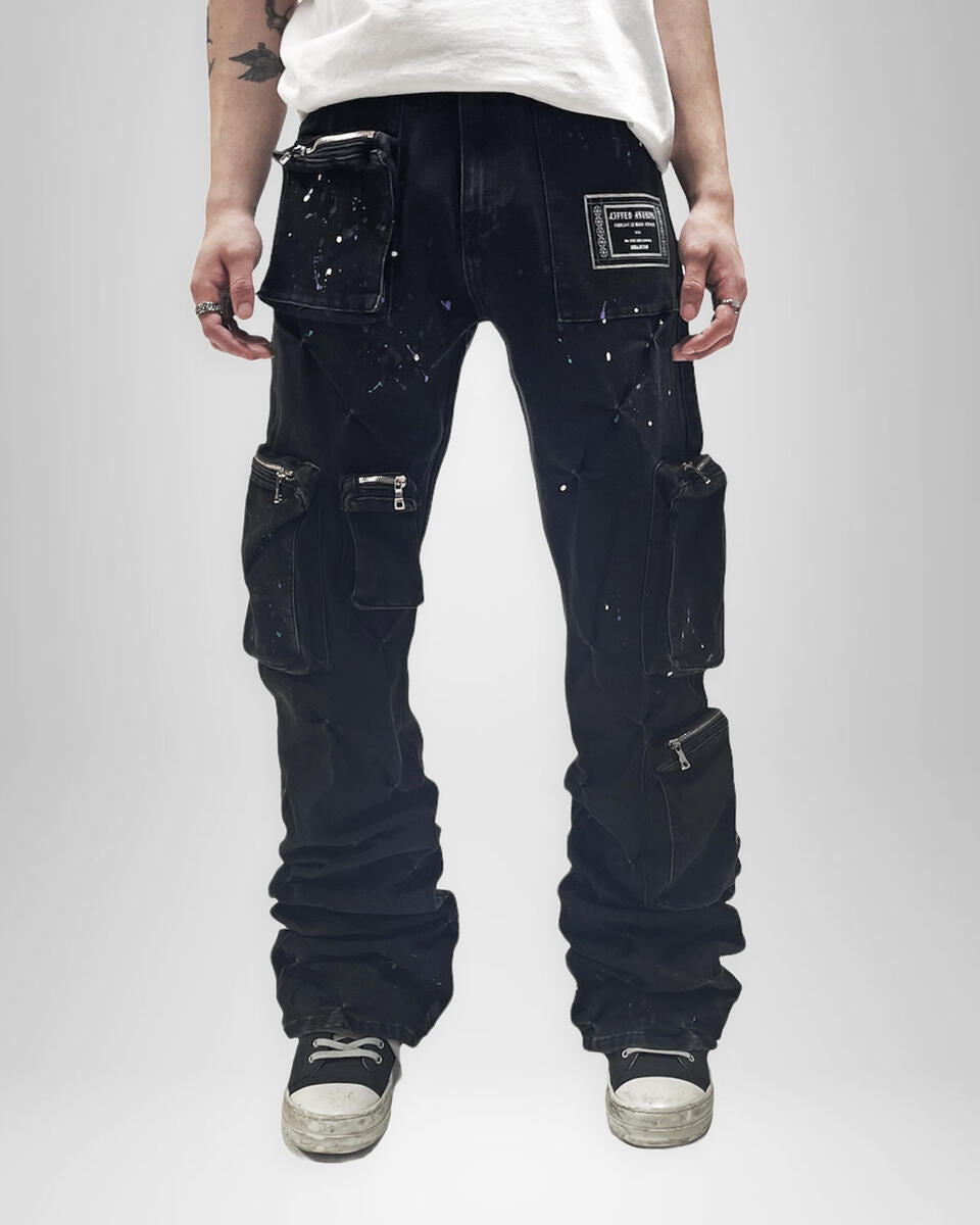 Lifted Anchors Pinched Stacked Flare Dark Black Wash