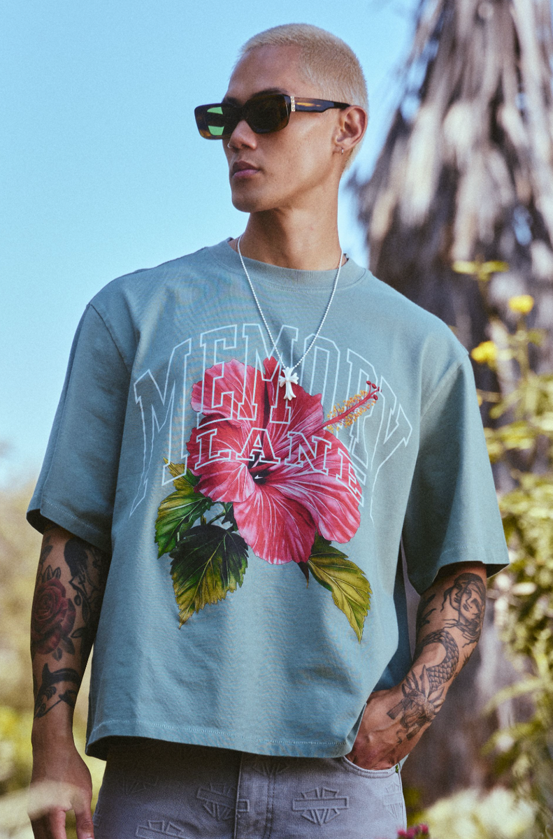 Memory Lane Slippin' Crop Tee Sage