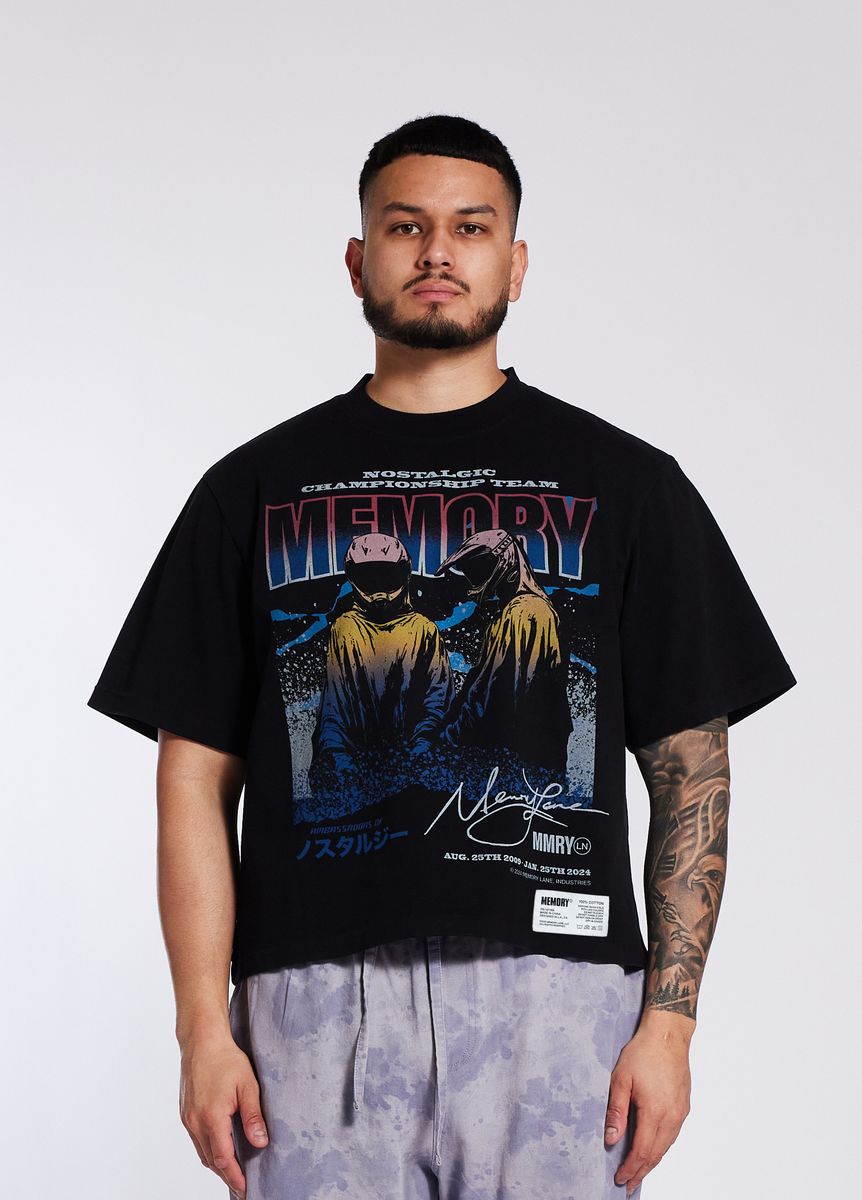Memory Lane Nostalgic Champs Crop Tee Black