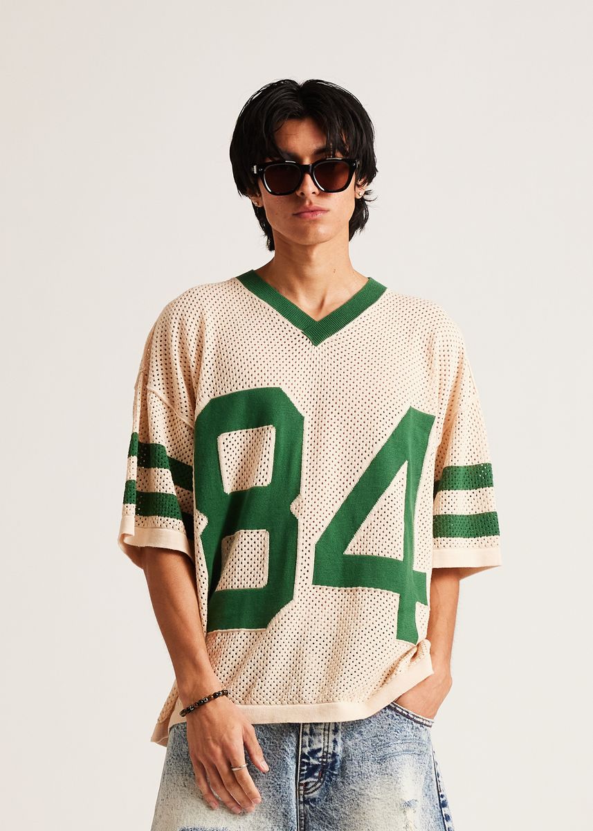 Diet Starts Monday Knitted Mesh Jersey Cream/Green