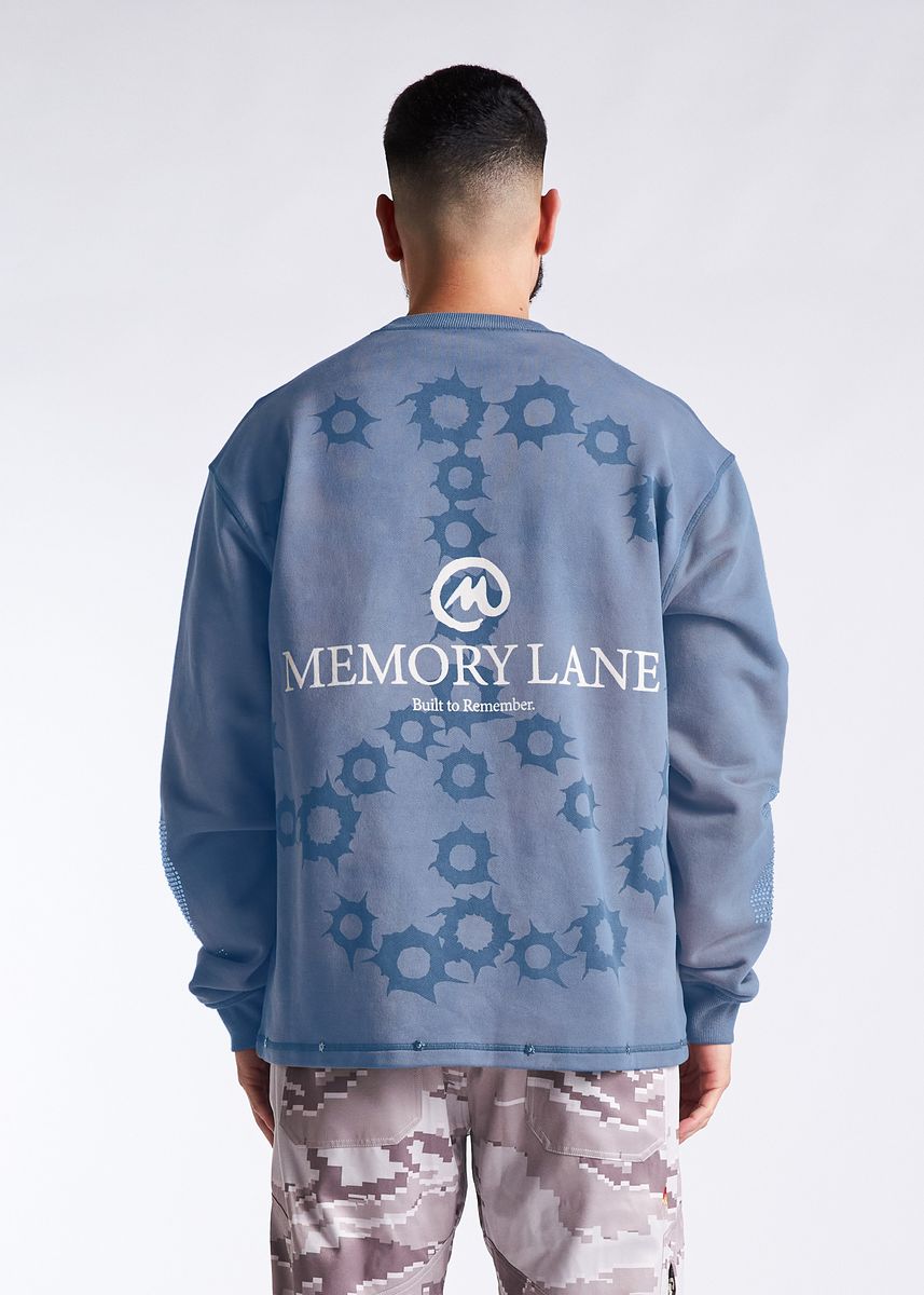 Memory Lane Bond St Crewneck Faded Blue