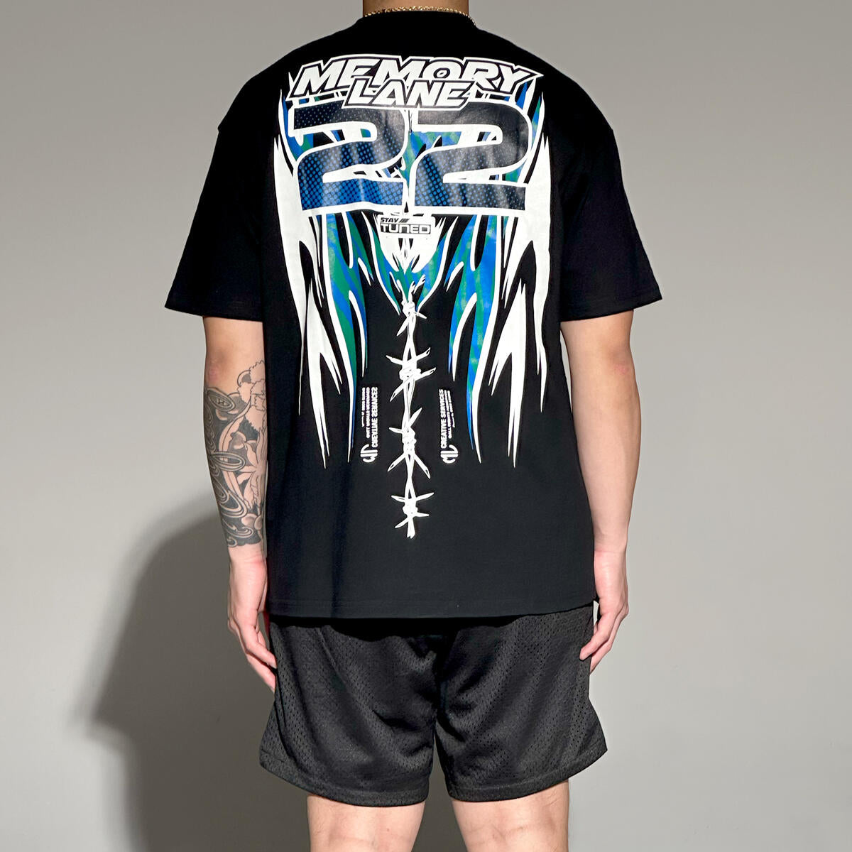 Memory Lane Decal Banner Tee Black