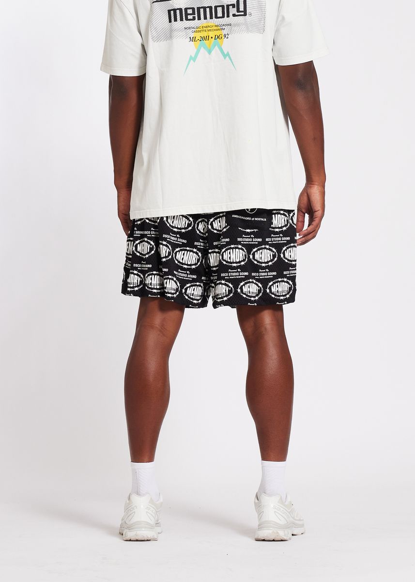 Memory Lane Barbwire Print Mesh Black