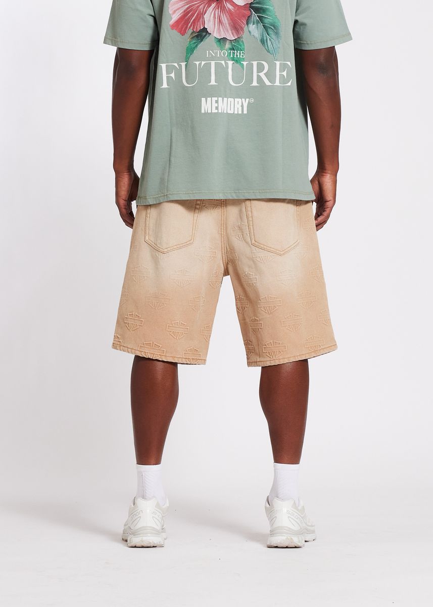 Memory Lane Debossed Pattern Shorts Duck Brown