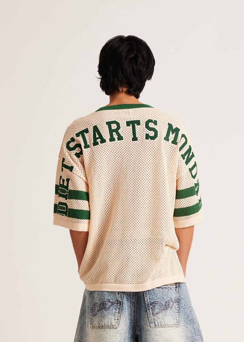 Diet Starts Monday Knitted Mesh Jersey Cream/Green