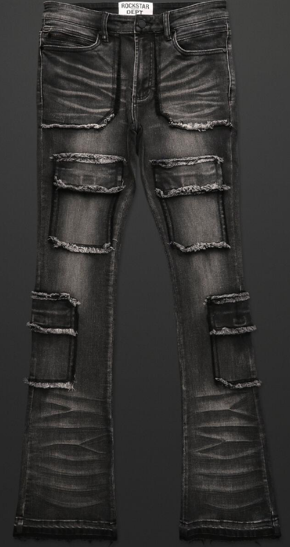 Rockstar Tyrell Grey Stacked Flare Cargo Jean