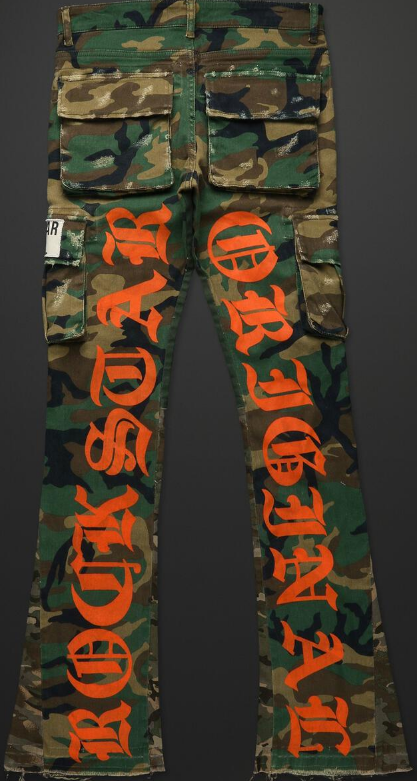 Rockstar Veeze Camo Printed Stacked Flare Jean