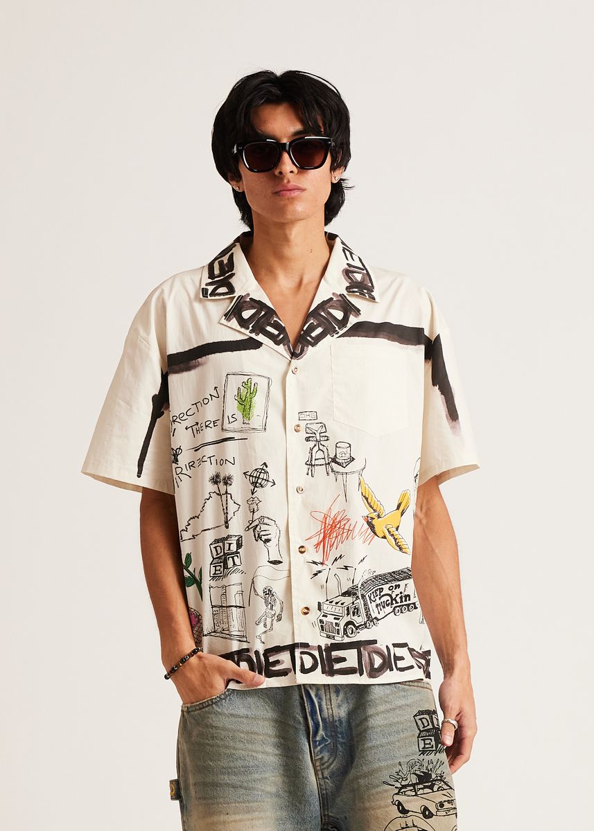 Diet Starts Monday Doodle Button Up Shirt