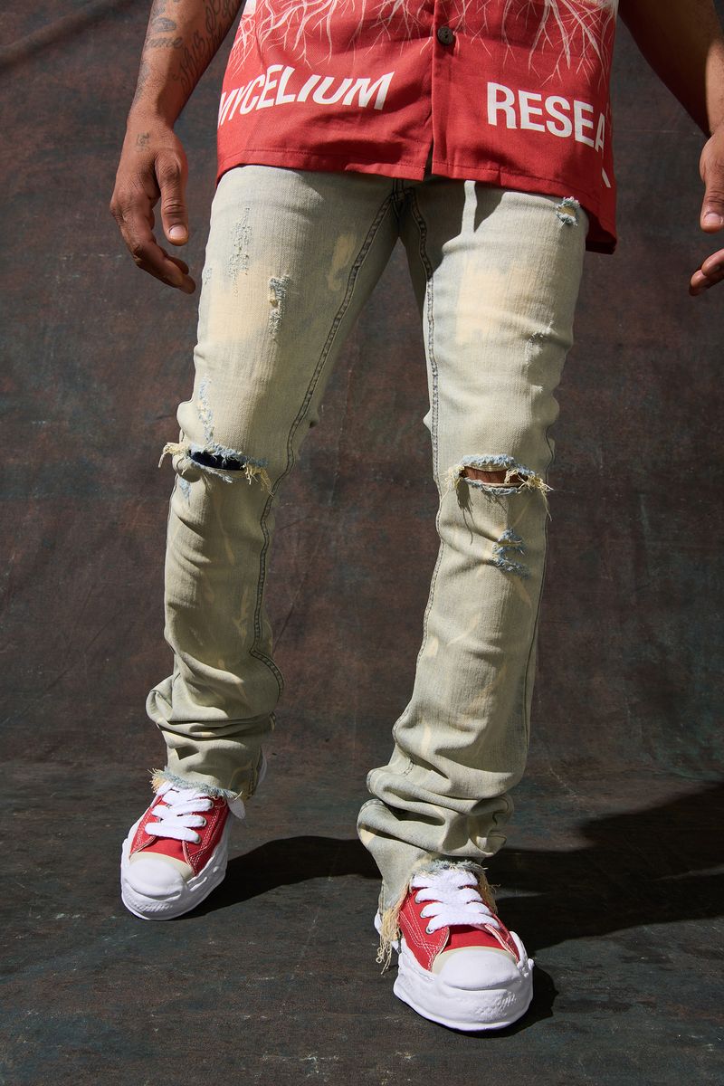 Serenede Sulfur Stacked Jeans