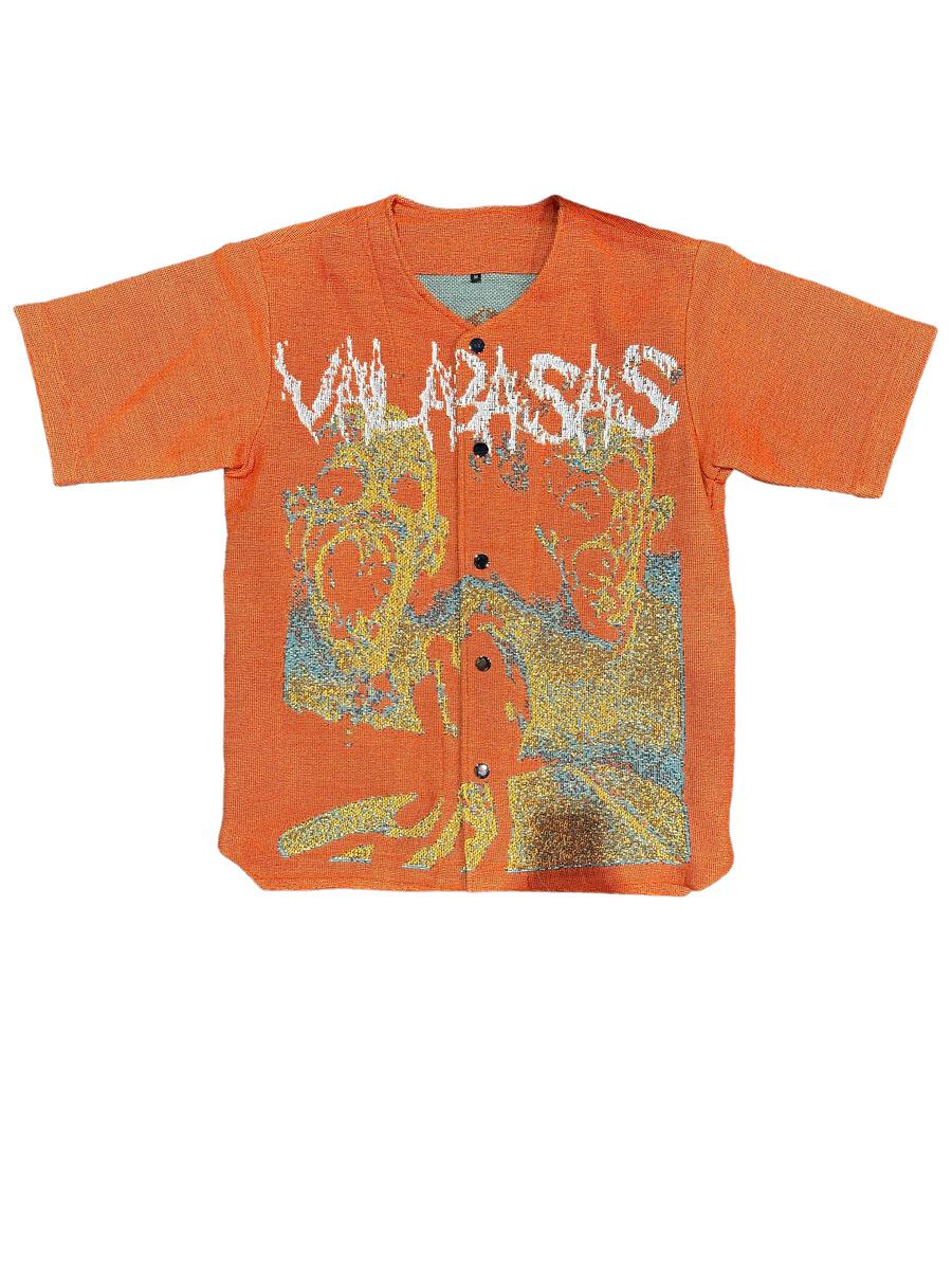 Valabasas Ghost Hand Tapestry Button Down Orange