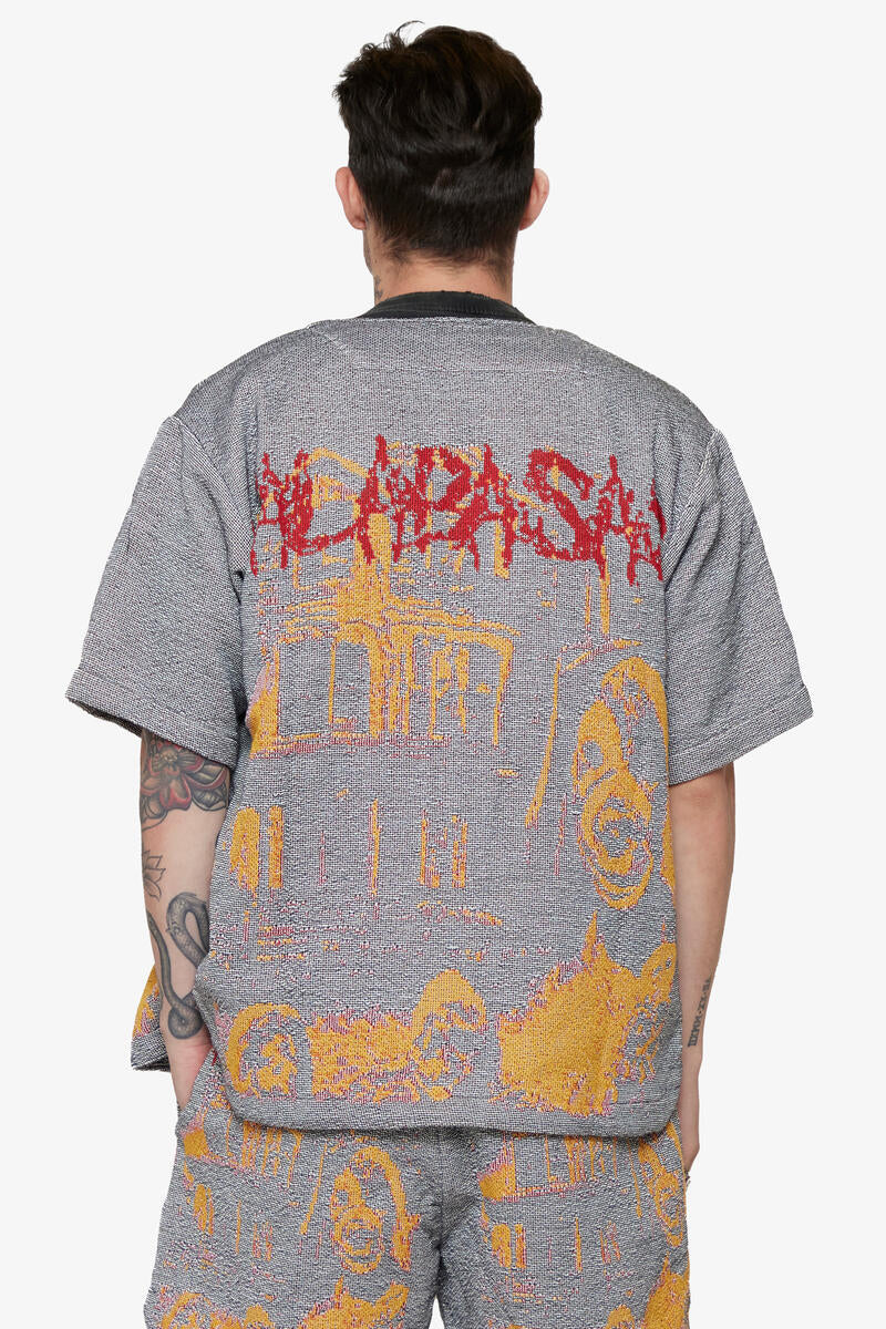 Valabasas Ghost Hand Tapestry Button Down Grey