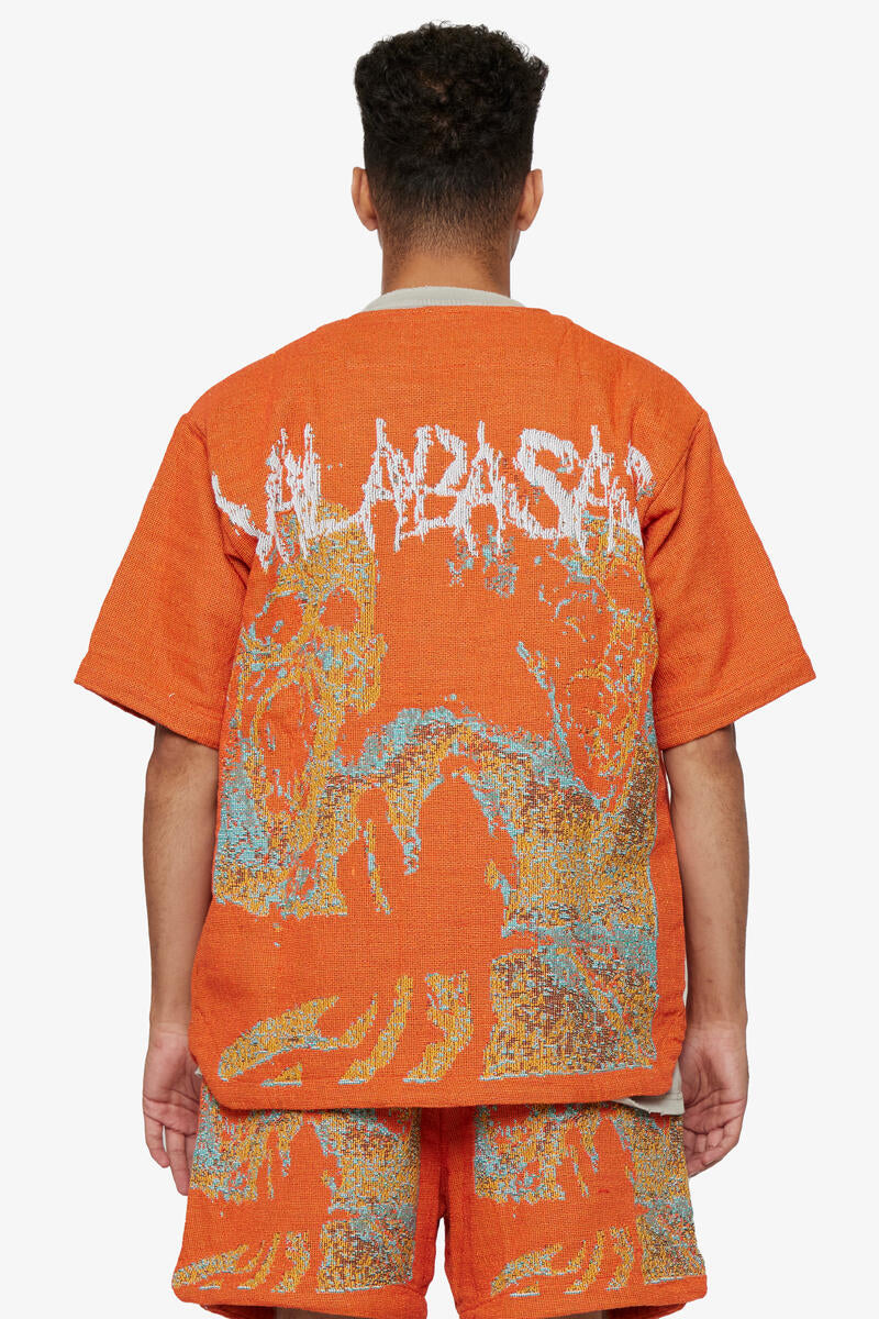 Valabasas Ghost Hand Tapestry Button Down Orange