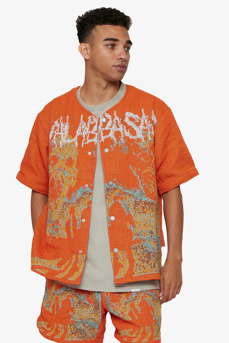 Valabasas Ghost Hand Tapestry Button Down Orange