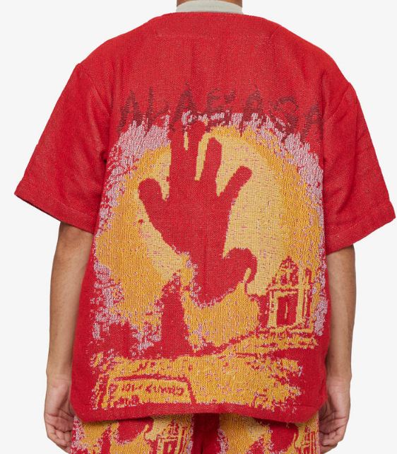 Valabasas Ghost Hand Tapestry Button Down Red