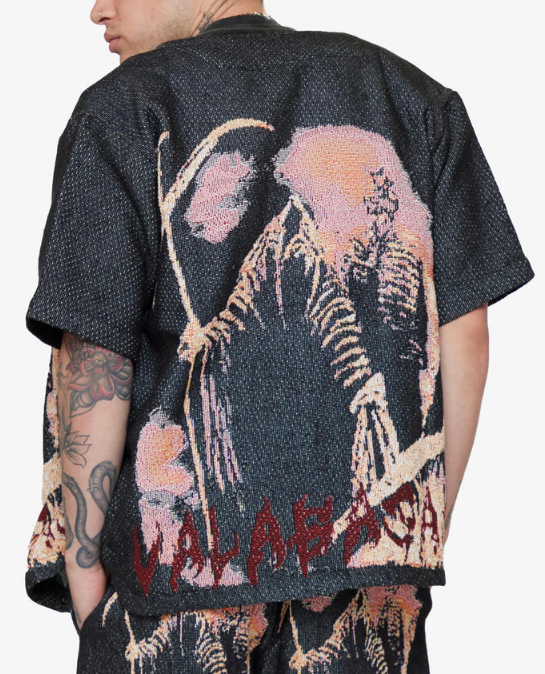 Valabasas Ghost Hand Tapestry Button Down Black