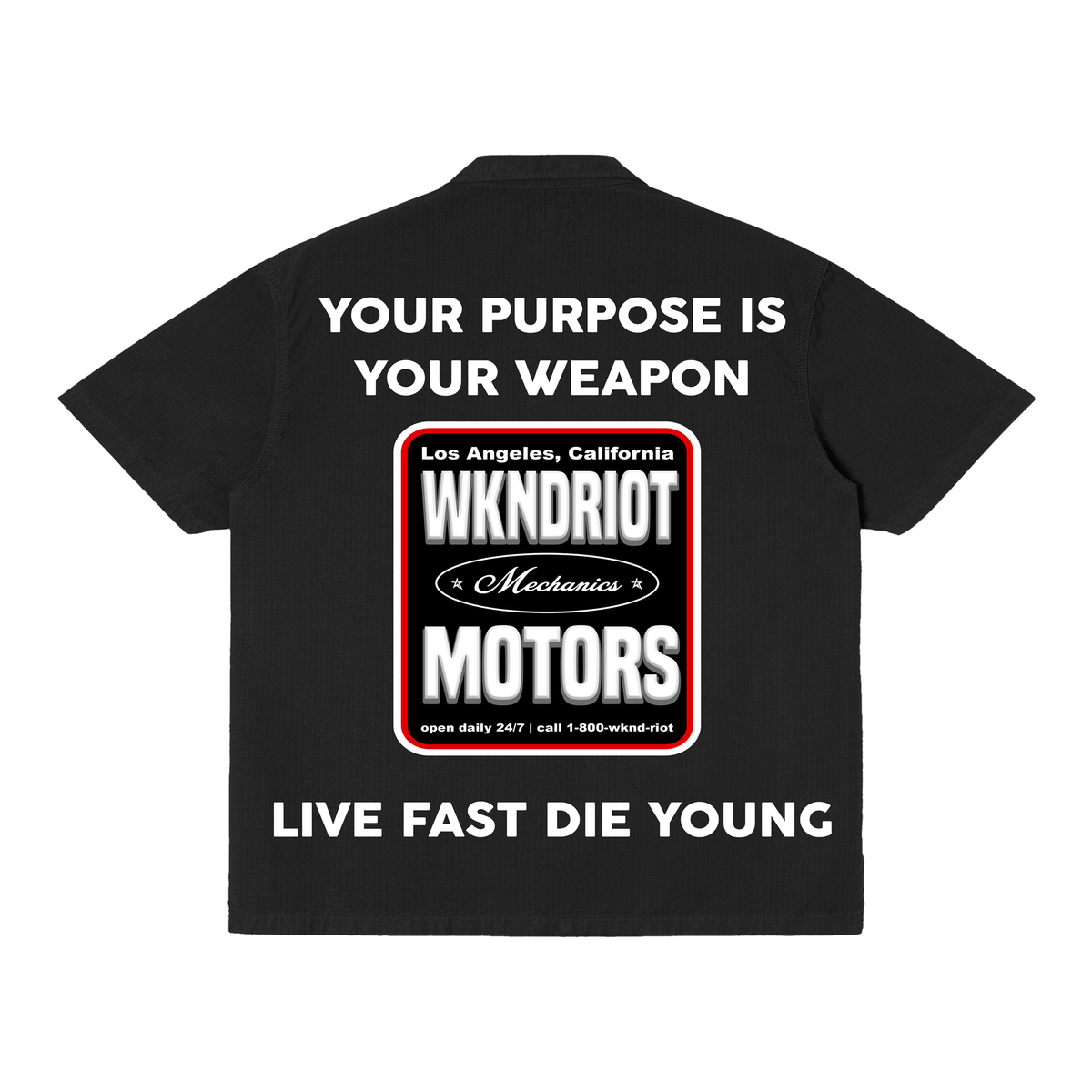 Wknd Riot Motors Black Button Up