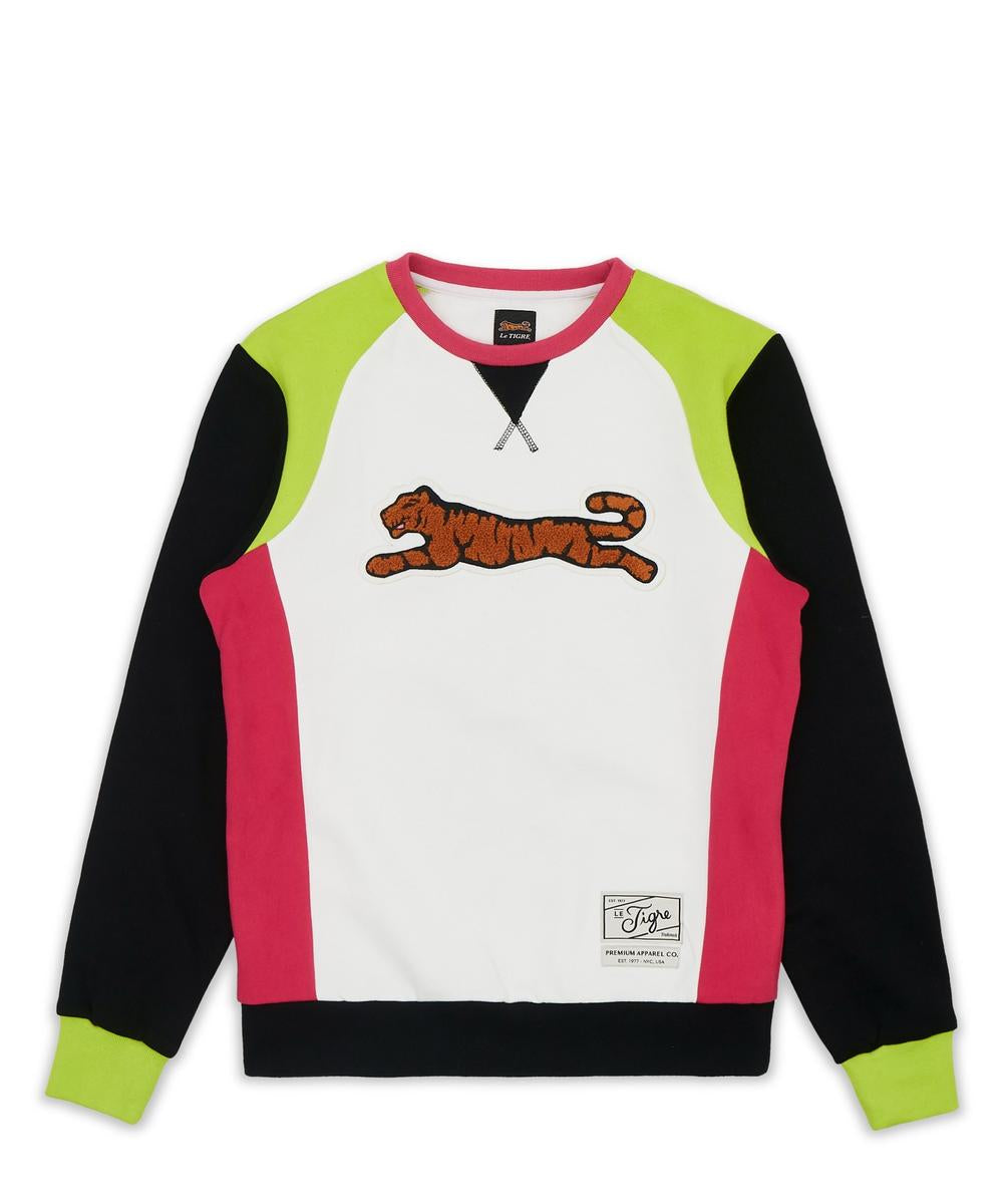 Le Tigre Retro Logo Crewneck (Black/White/Pink/Volt)