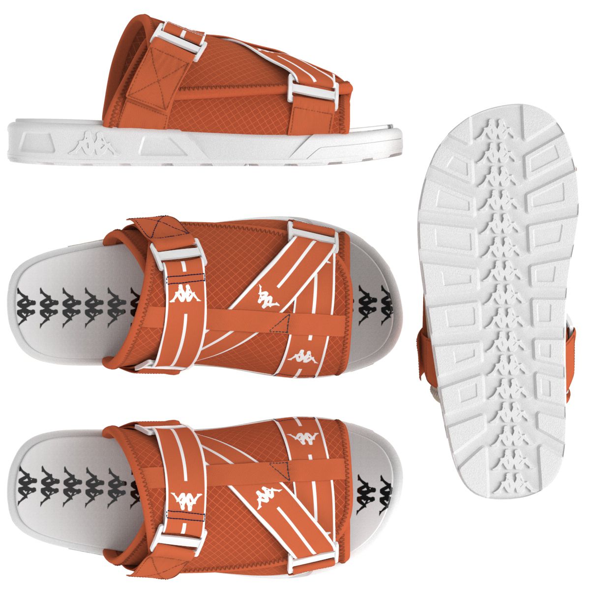 Kappa 222 Banda Jpn Mitel 2 Sandals Orange-White