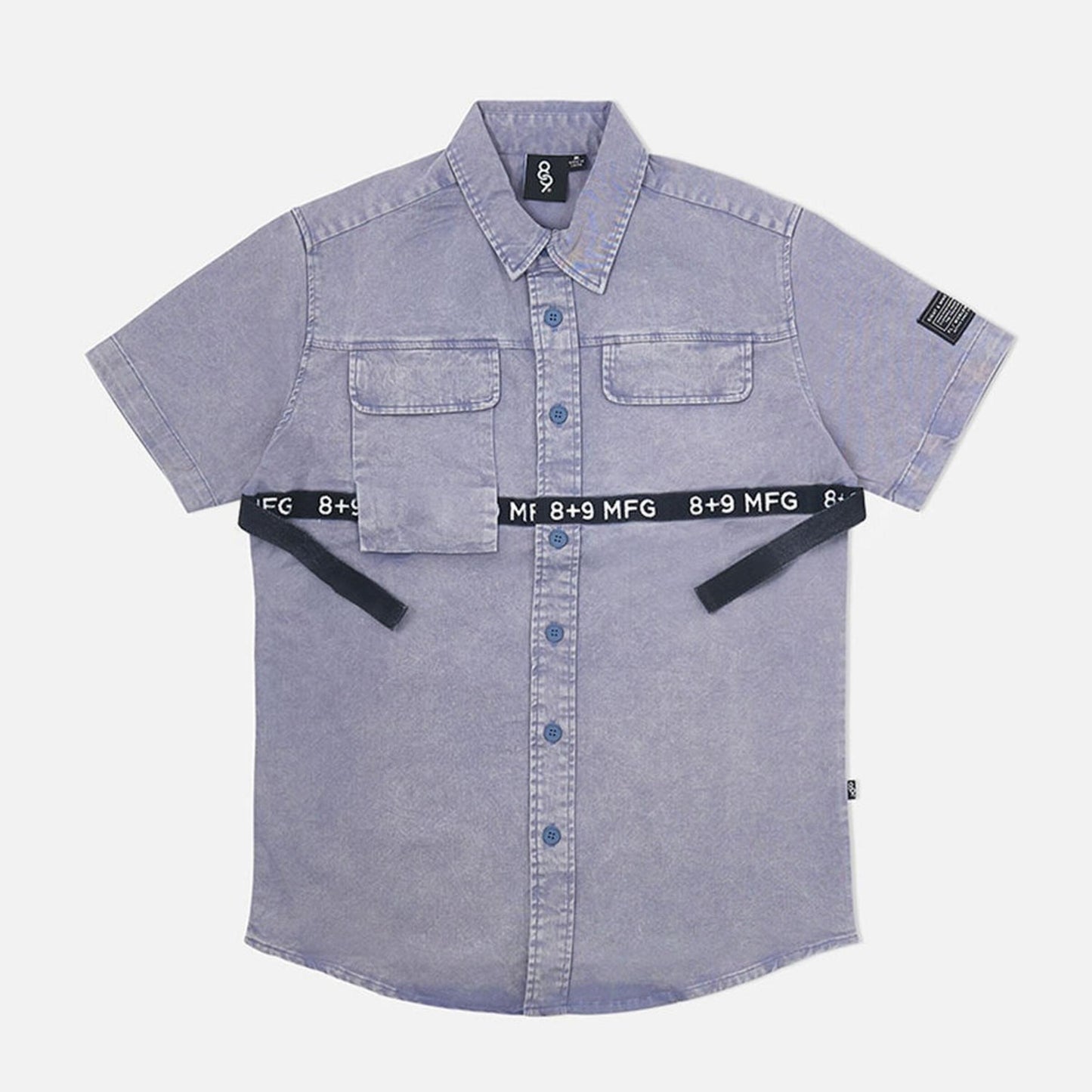 8 & 9 Strapped Up Button Up Shirt Vintage Blue