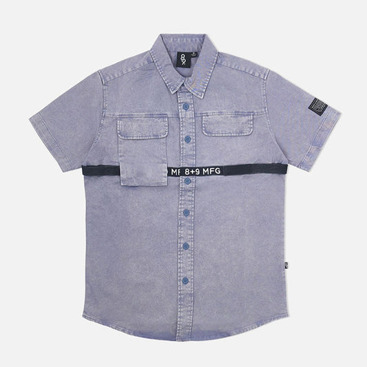 8 & 9 Strapped Up Button Up Shirt Vintage Blue