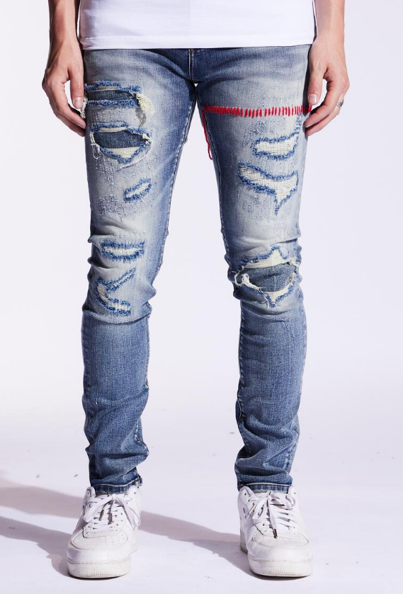 Crysp Denim Atlantic Red Stitch