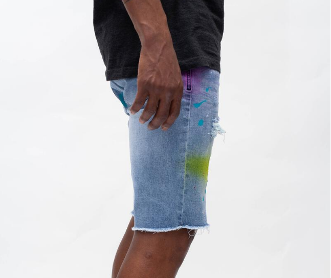 Caliber Denim Maneuver Shorts Light Blue Paint